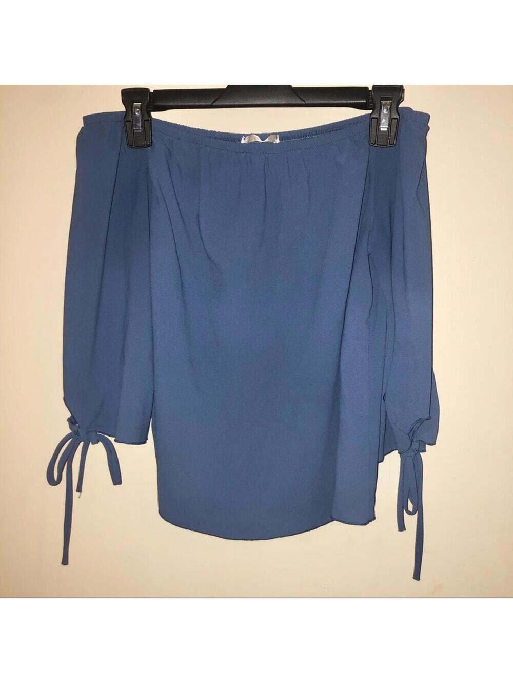 Olive Tree | Women's Blue Off the Shoulder Blouse | Size Large | 0615